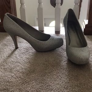 Madden Girl silver glitter heels